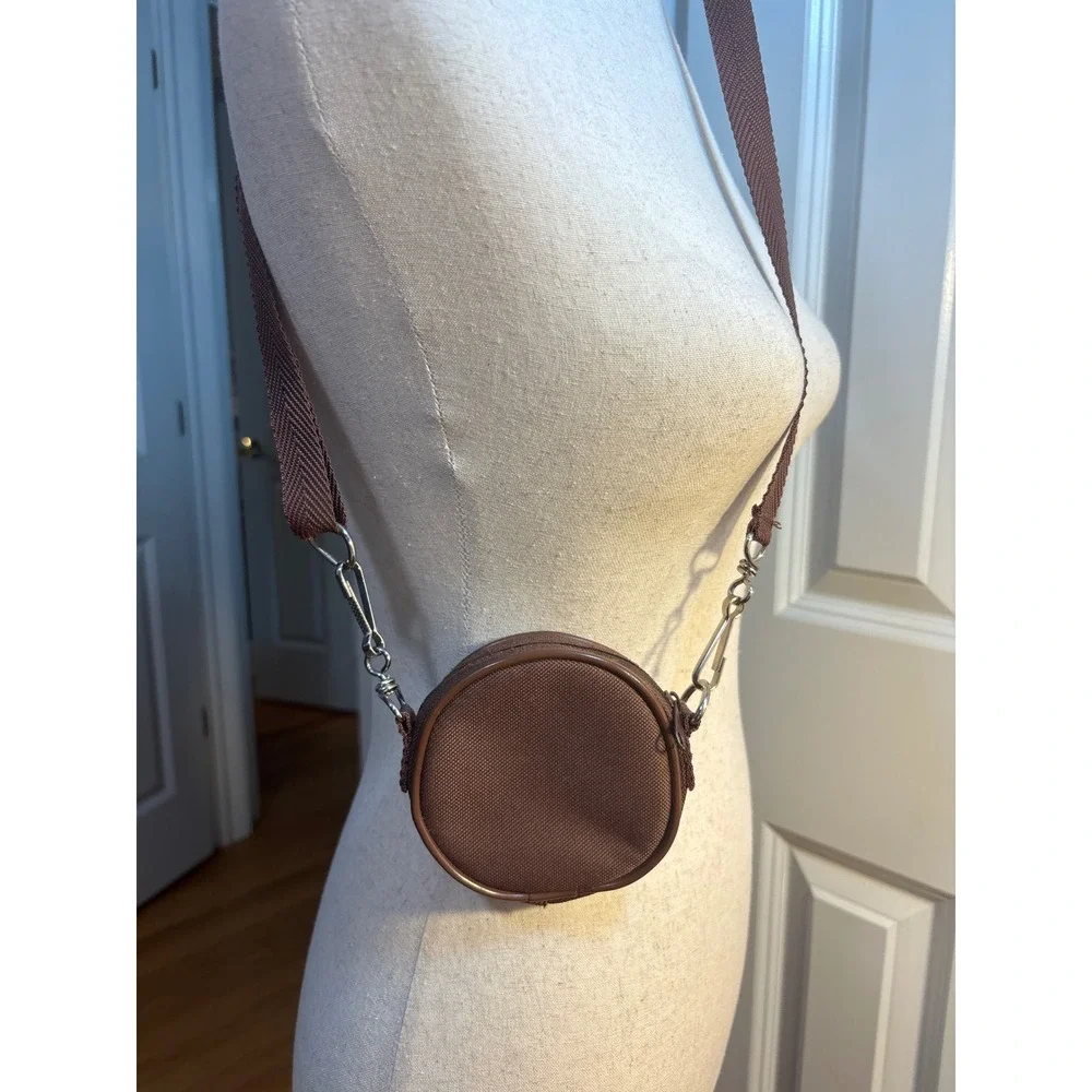 Girl Scouts Brown Round Crossbody Coin Purse Trefoil Logo Small Accessory Bag